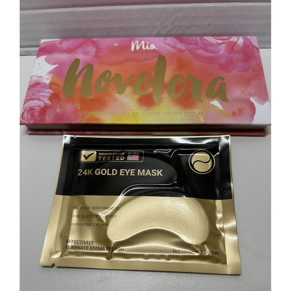 Mia Del Mar Novelera 12 Color Eyeshadow Palette & 24K Gold Eye Mask   F8